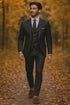 Mens 2 button Gangster Pinstripe Suit in Black & Red