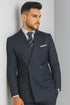 Mens Kingsman Double Breasted Navy Pinstripe Suit