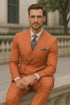 Men’s Orange Striped Double-Breasted Suit – Groom & Party Style