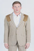 Men's Western Khaki Suit Sport Coat with Suede Yokes and Elbow Patches