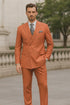 Men’s Orange Striped Double-Breasted Suit – Groom & Party Style