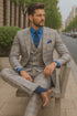 Men’s Modern Check Suit with Vest – Fashionable Three-Piece Set