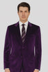 Tazzio Men’s Purple Velvet Tuxedo Style Suit – Peak Lapel Slim Fit 2-Piece Set
