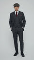 Men's Thomas Shelby Dark Grey Plaid 3-Piece Suit – Peaky Blinders 1920s Vintage Tweed-Style Wedding Suit with Matching Vest & Pants