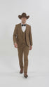 Men’s Light Brown Western 3-Piece Suit – Cowboy Wedding Suit with Vest British Khaki Bronze Color