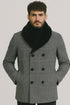 Mens Plaid Overcoat - Gray Wool Peacoat Plaid Topcoats