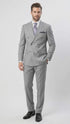 Men’s Light Grey Double Breasted Suit, Classic Fit Silver Gray Luxury Wedding Business Suit