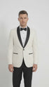 Men’s Ivory and Black Dinner Jacket, Formal Tuxedo Evening Jacket for Weddings and Prom