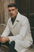 Men's Belted Wool Topcoat – White Alberto Belt Overcoat for Winter Style