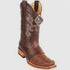 Men's King Exotic Ostrich Square Toe Boots With Saddle Handmade Brown (48170307)