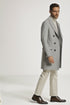 Men's Light Gray Double-Breasted Overcoat with Windowpane Vest – 3-Piece Wool Fabric By Alberto Nardoni