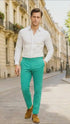 Men’s Aqua Dress Pants – Slim Fit Stylish Formal Trousers for Parties and Casual Wear in Turqoise Color