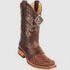 Men's King Exotic Ostrich Square Toe Boots With Saddle Handmade Brown (48170307)
