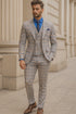 Men’s Modern Check Suit with Vest – Fashionable Three-Piece Set