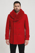 Mens Double Breasted Red Overcoat with Bold Red Faux Fur Collar – Alberto Nardoni Luxury Winter Coat