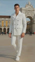 Men’s White Double-Breasted Peacoat Jacket – Classic Stylish Outerwear Wool Fabric Slim Fitted