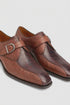 Men's Genuine Full Quill Ostrich Leg Monk Strap Brown Shoes By Mezlan Made in Spain Brand