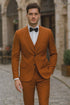 Terracotta Orange Skinny Fit Suit for Men – Tazzio Modern Pinstripe Design