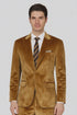 Men’s Gold Velvet Peak Lapel Suit – 2-Piece Skinny Fit Formalwear by Tazzio