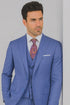Men's Summer Sharkskin Suit With Double Breasted Vest French Blue