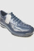 Los Altos Navy Blue Perforated Crocodile Tail Sneakers