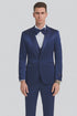 Tazzio Men's Blue Satin Double Breasted 3 Piece Skinny Fit Suit with Peak Lapel Vest and Matching Bowtie – Formal Tuxedo Style