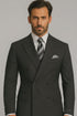 Mens Black Double Breasted Suit  - Mens Classic Double Breasted Poplin Suit in Black