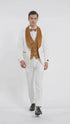 Men's White & Gold Tuxedo – Velvet Shawl Lapel 3 Piece Wedding & Prom Suit