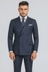Mens Kingsman Double Breasted Navy Pinstripe Suit