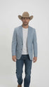 Mens Light Blue Western Blazer – Classic Cowboy Sport Coat with Western Yoke Design