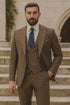 Men’s Brown Slim Fit Suit – Three-Piece Formalwear for Weddings