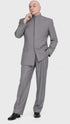 Men's Light Gray Austin Powers Dr. Evil Inspired Suit – Mandarin Collar 2 Piece Costume Suit for Halloween, Cosplay & Themed Parties