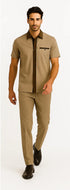Mens Houndstooth Walking Suit by Dreams by Zacchi – 2 Piece Lei sure Set in brown/tan-99