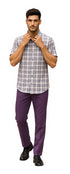 Mens Textured Plaid Walking Suit in Lavender/Off White by Dreams by Zacchi – 2 Piece Leisure Outfit-matching-shirt-and-pants-$99