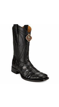 King Exotic Pirarucu Wide Square Boots- Black