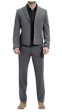 Men's Slate Western Suit 2-Piece - Cowboy Suit with Western Yoke & Pearl Snaps