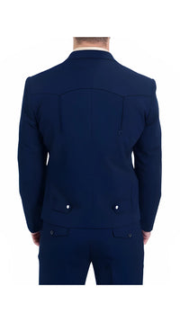 Men's Navy Western Suit 2-Piece - Cowboy Suit with Western Yoke & Pearl Snaps