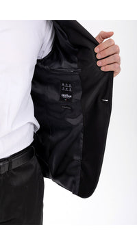 Mens Black Tuxedo - New Year Christmas Sequin Sparkly Shiny Holiday Dinner Jacket + Pants