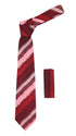 Burgundy & Pink Zig-Zag Brushstroke Striped Necktie & Pocket Square Set