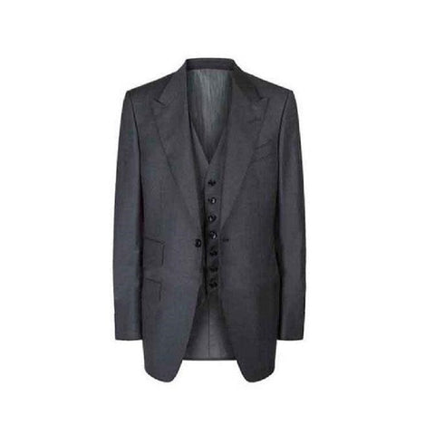 Men's 2 Button Peak Lapel Black 3 Piece James Bond Outfit