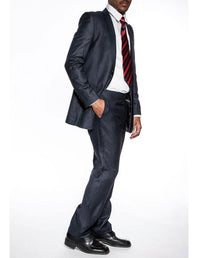Navy Blue Suit - Navy Suit Mens Dark Navy 2 Button Side Vents Peak Lapel Modern Fit Suits