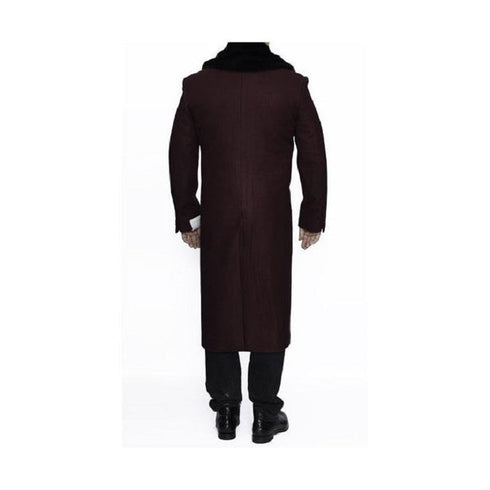 Mens Full Length Burgundy Wine Maroon Big And Tall Overcoat