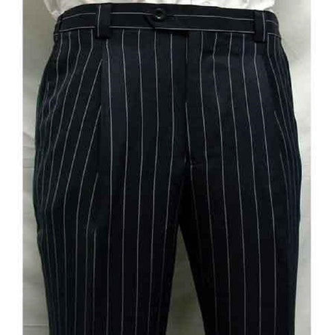 1920'S Gangster Bold Pinstripe Stripe Men's Stripe Mars Dark Blue Fashion Vested Suit Pleated Pant