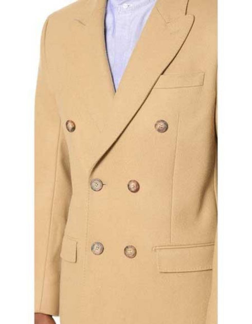 Camel Hair Top Coat - Double Breasted Coat - Big and Tall Peacoat - Top coats For Men