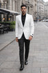 Prom Tuxedo 2026 - Men's Slim Fit Wedding & Prom Tonal Paisley White Tuxedo Jacket