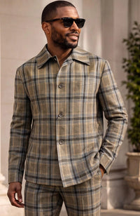 Pronti Leisure Jacket Suit 2 Piece Tan Windowpane BP6791