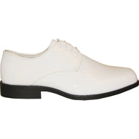 Bravo Mens Classic Plain Square Toe Shiny Patent Tuxedo Dress Shoe in White