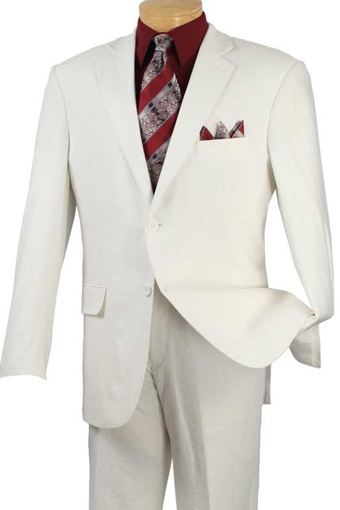 Mens 2 Button Linen Summer Suit in White