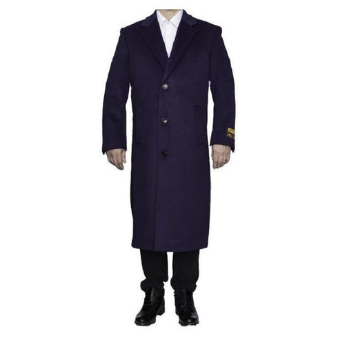 Big And Tall Purple Full Length Long Overcoat / Topcoat