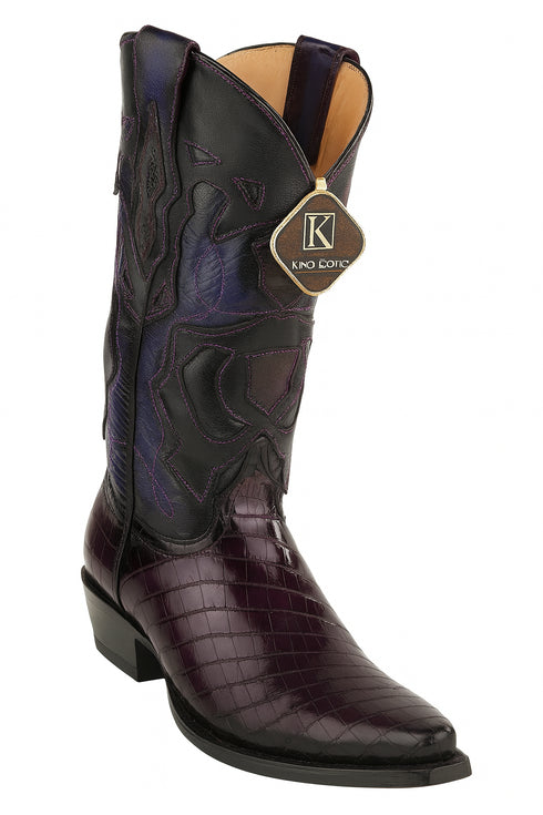 Men's King Exotic Snip Toe Eel Boots Handcrafted Burnished Purple (494RD0866)